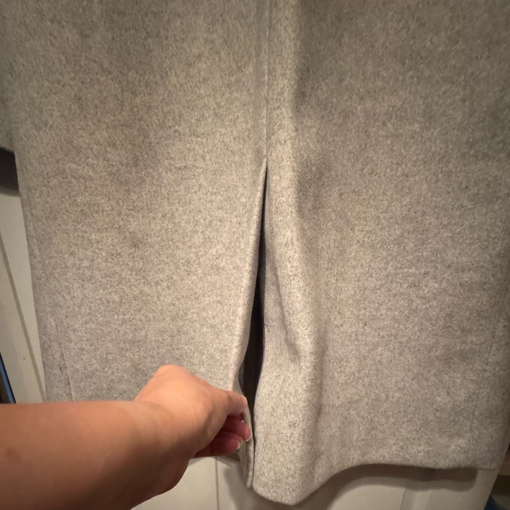 Topshop Double-Breasted Light Gray Wool Trench Coat - Picture 12 of 12